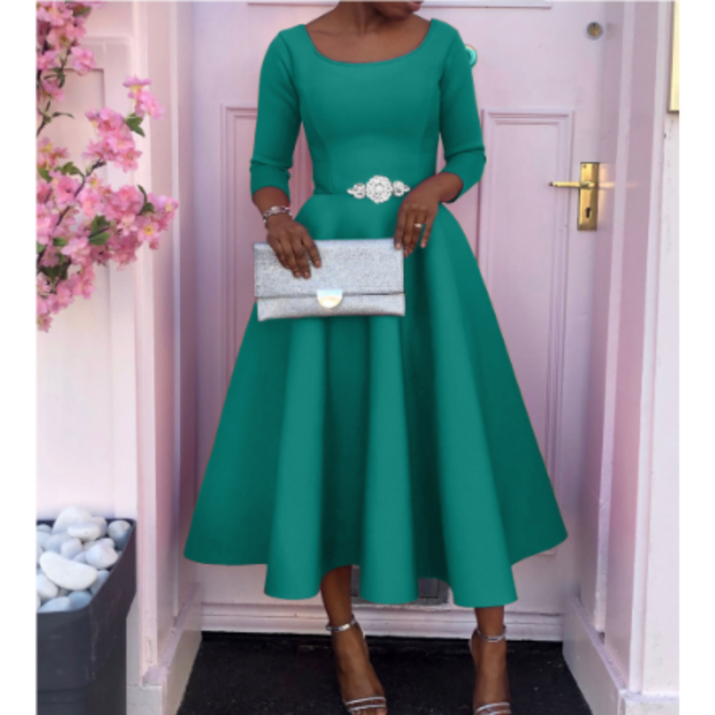 Nexira | Women's A-Line Three-Quarter Sleeve Midi Dress