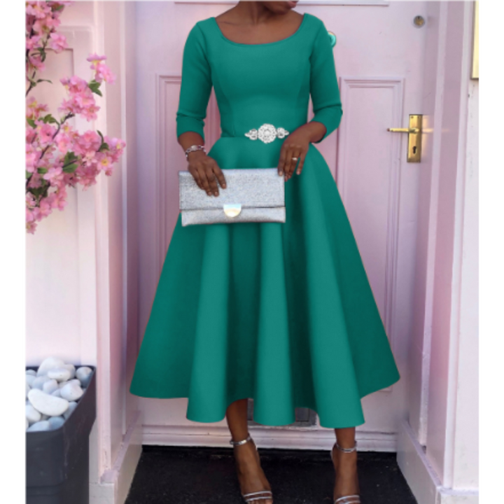 Nexira | Women's A-Line Three-Quarter Sleeve Midi Dress