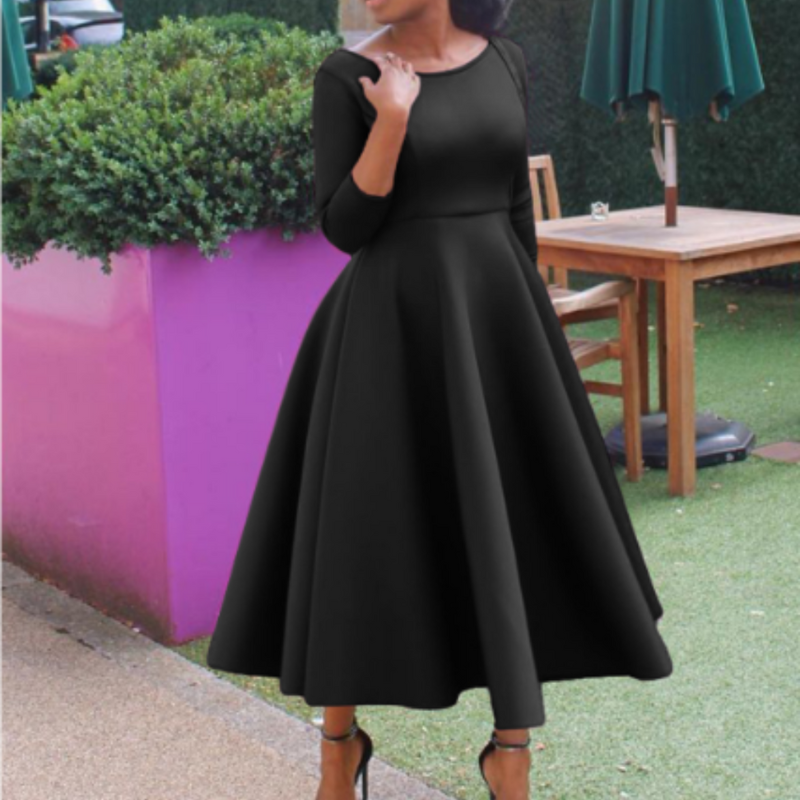 Nexira | Women's A-Line Three-Quarter Sleeve Midi Dress