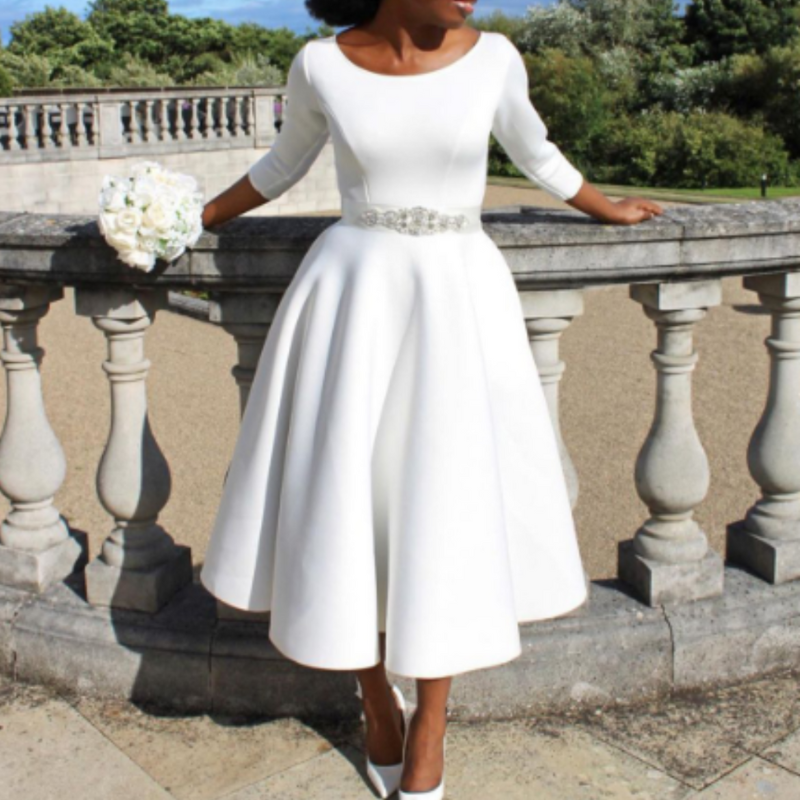 Nexira | Women's A-Line Three-Quarter Sleeve Midi Dress