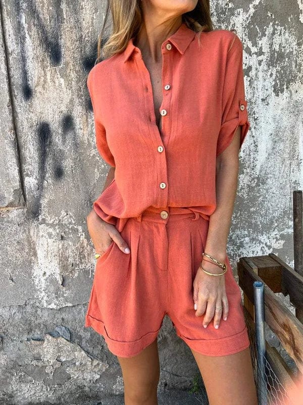Zola | Women's Casual Button-Up Shorts Set