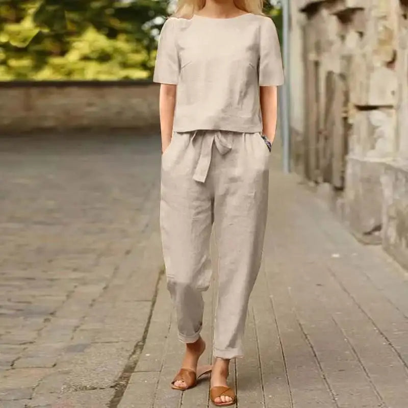 Seraphina | Women's Casual Tie Waist Two-Piece Jumpsuit