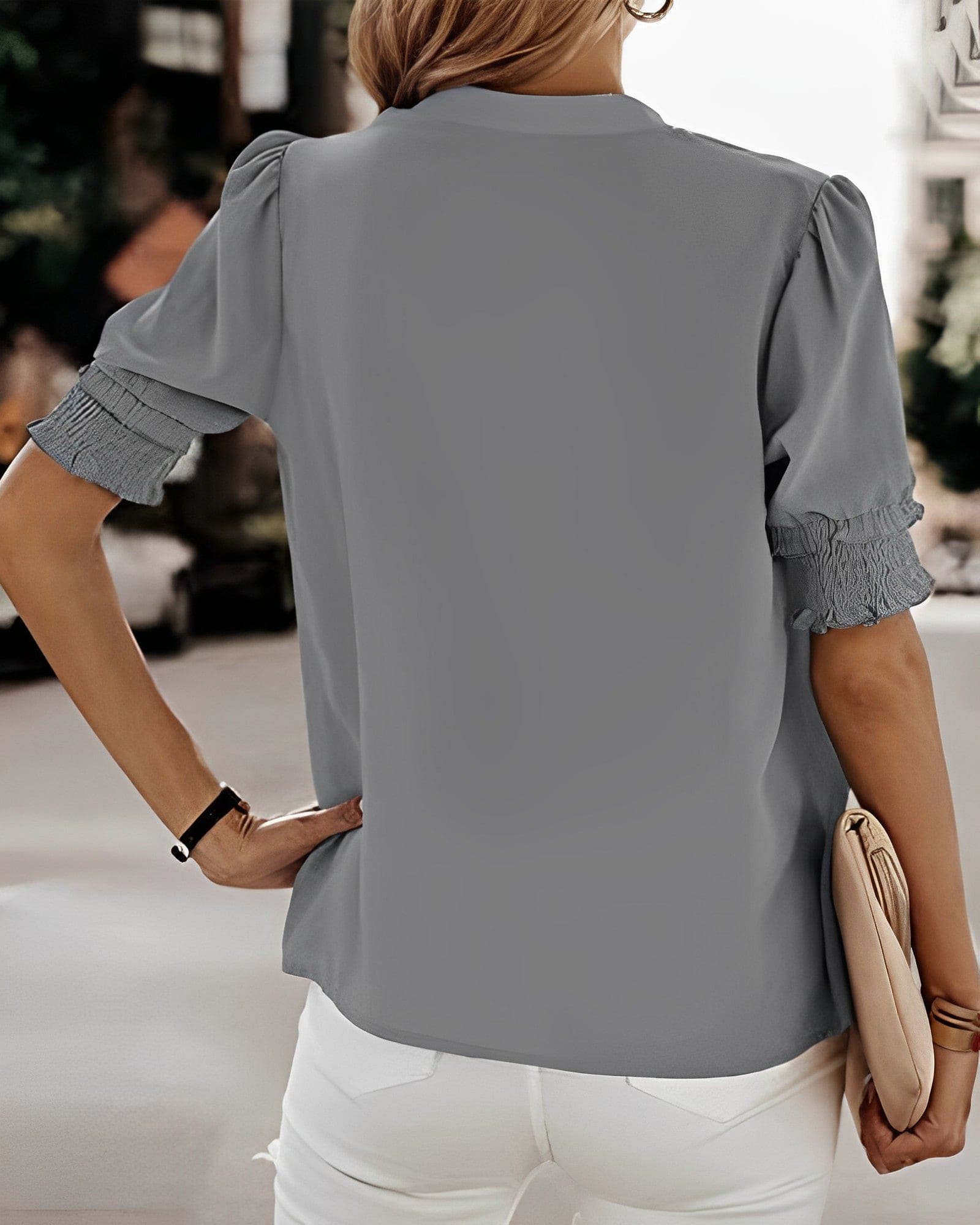 Narcissa | Women's Chic V-Neck Puff Sleeve Blouse