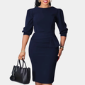 Zynara | Women's Peplum Waist Three-Quarter Sleeve Midi Dress