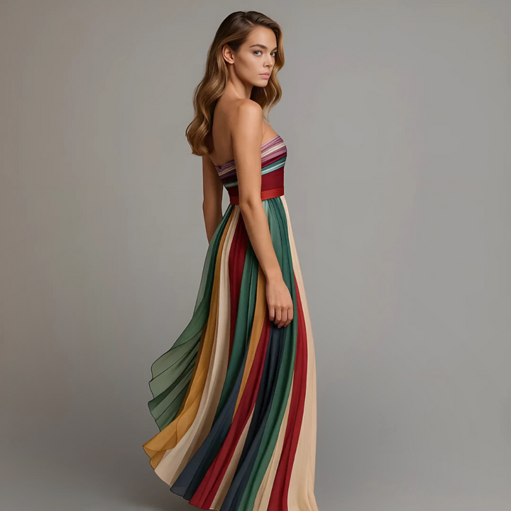 Kaelora | Women's Strapless Pleated Maxi Dress