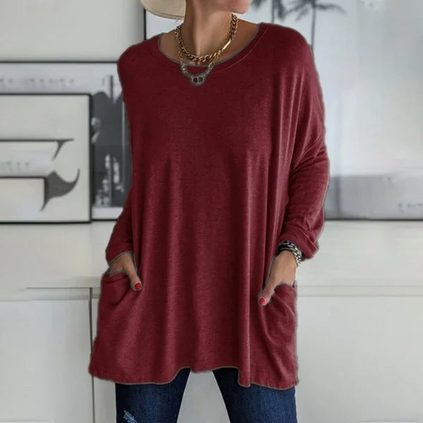 Arisellea | Women's Relaxed Fit V-Neck Long Sleeve Top