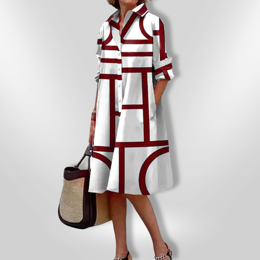 Marisol | Women's Graphic Print Pocketed Midi Dress