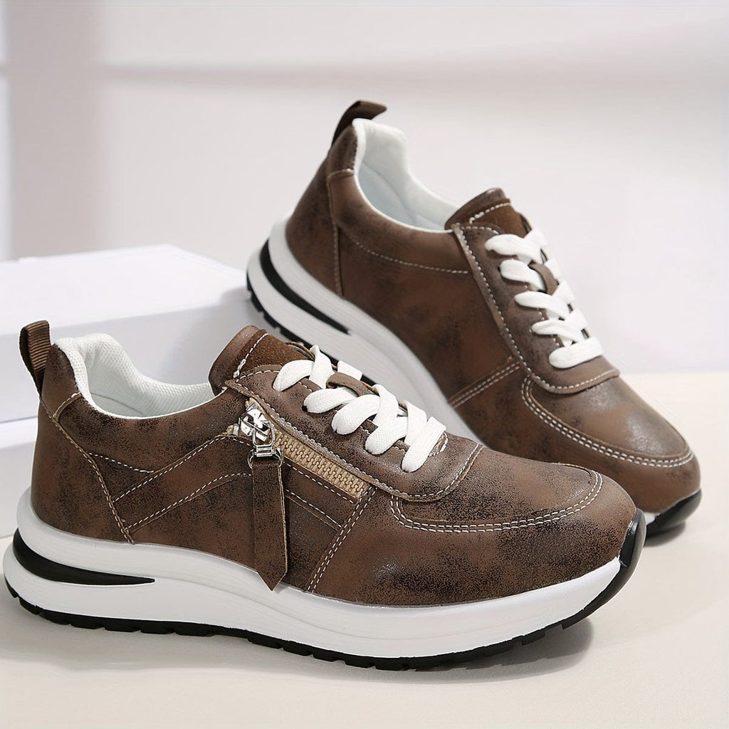 Azmira | Women's Side Zip Lace-Up Sneakers