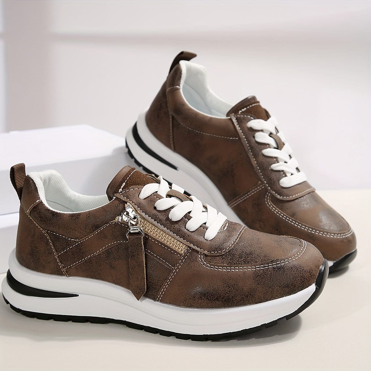 Azmira | Women's Side Zip Lace-Up Sneakers
