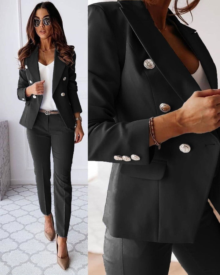 Zelkaia | Women's Double Breasted Blazer & Trouser Suit Set