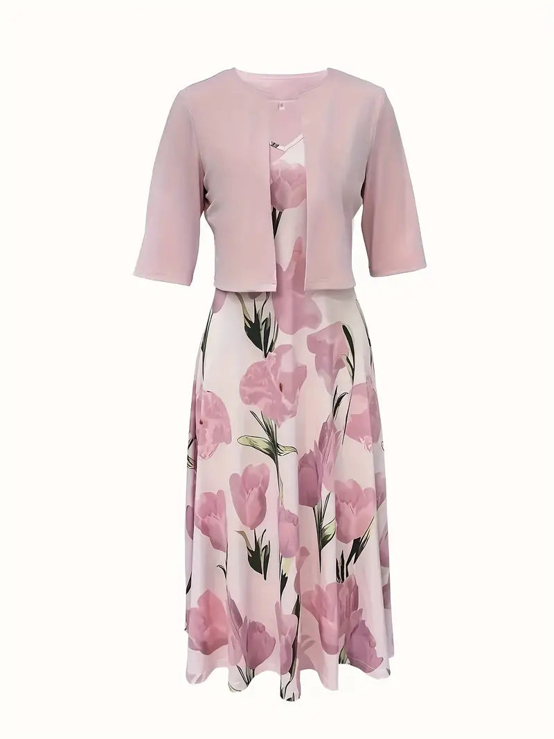 Ysara | Women's Floral Maxi Dress & Jacket Set