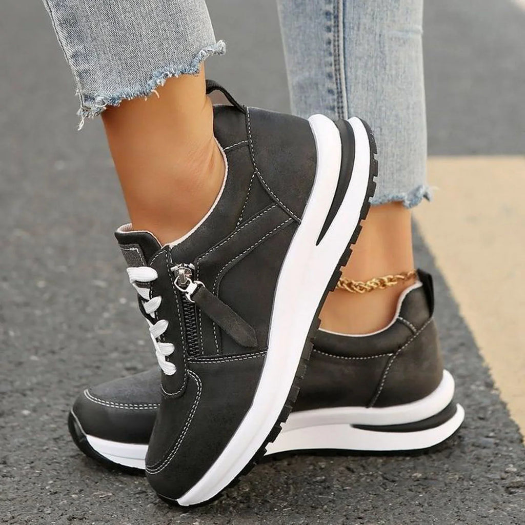 Azmira | Women's Side Zip Lace-Up Sneakers