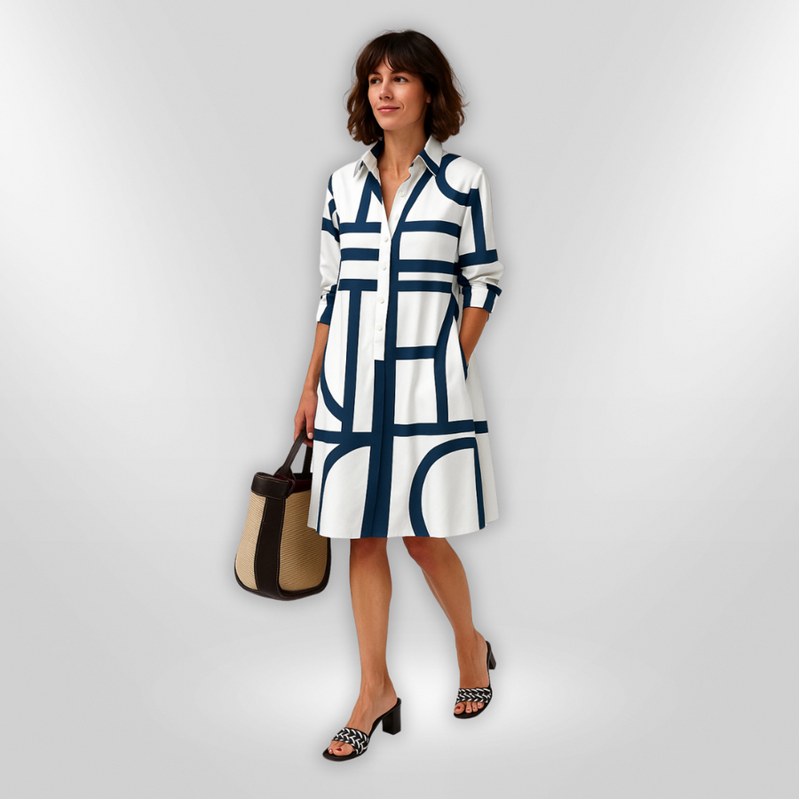 Marisol | Women's Graphic Print Pocketed Midi Dress