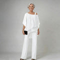 Caelune | Women's Asymmetric Overlay Top & Wide Leg Trouser Set