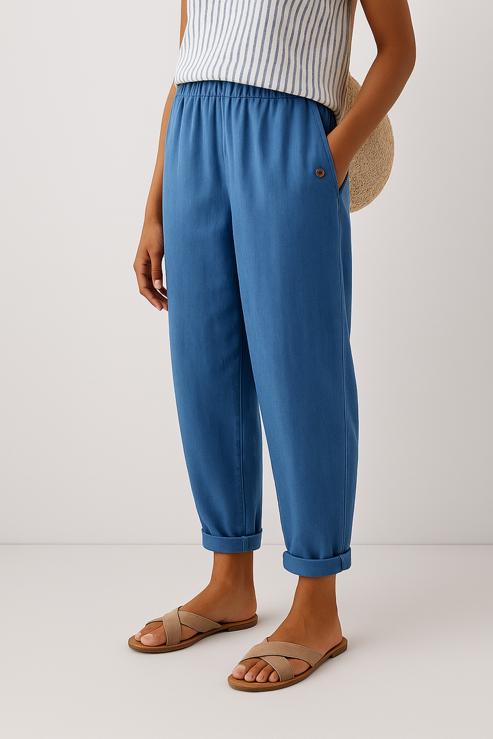 Lysithea | Women's Cuffed Pocket Relaxed Linen Trousers