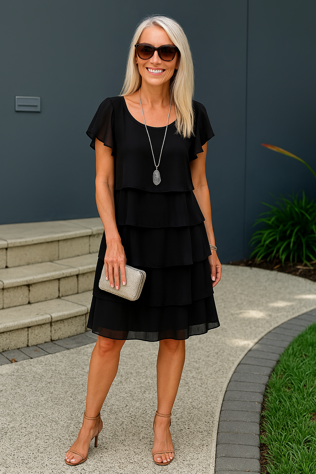 Zelmira | Women's Layered Short Sleeve Midi Dress