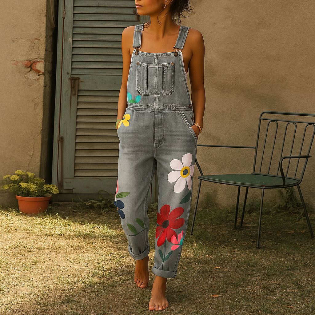 Isyra | Women's Floral Print Adjustable Strap Dungarees