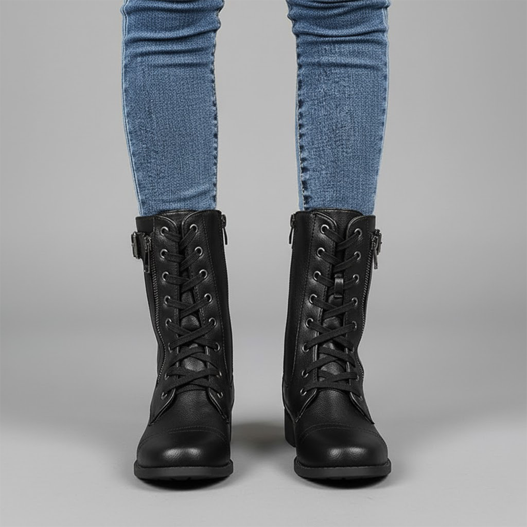 Faerelle | Women's Lace-Up Side Zip Ankle Boots