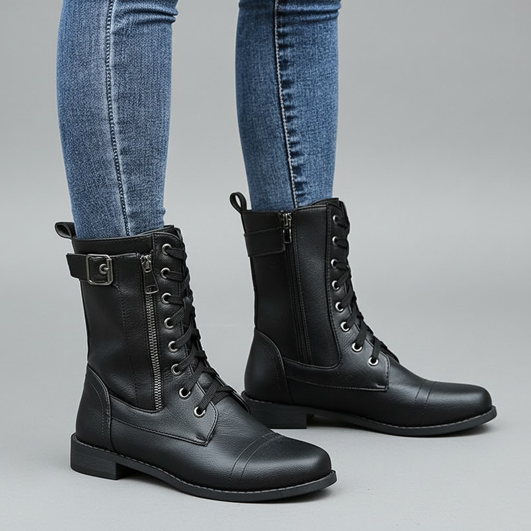 Faerelle | Women's Lace-Up Side Zip Ankle Boots