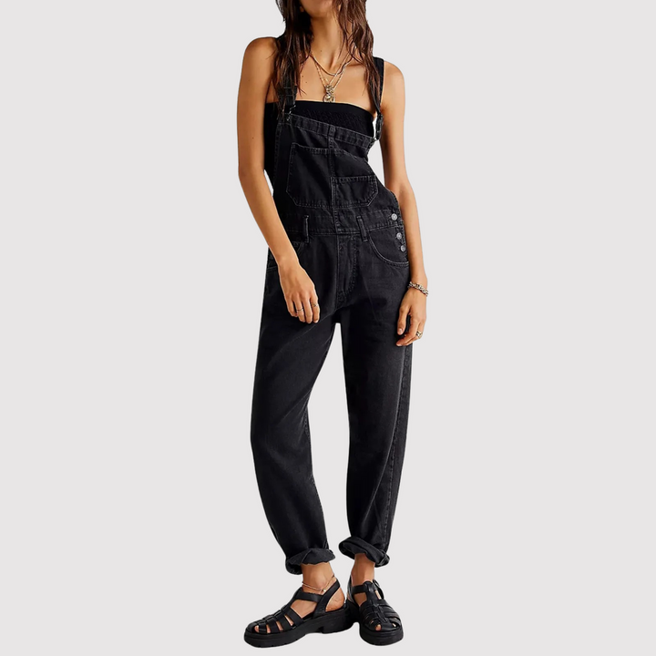 Zorielle | Women's Relaxed Fit Multi-Pocket Denim Dungarees