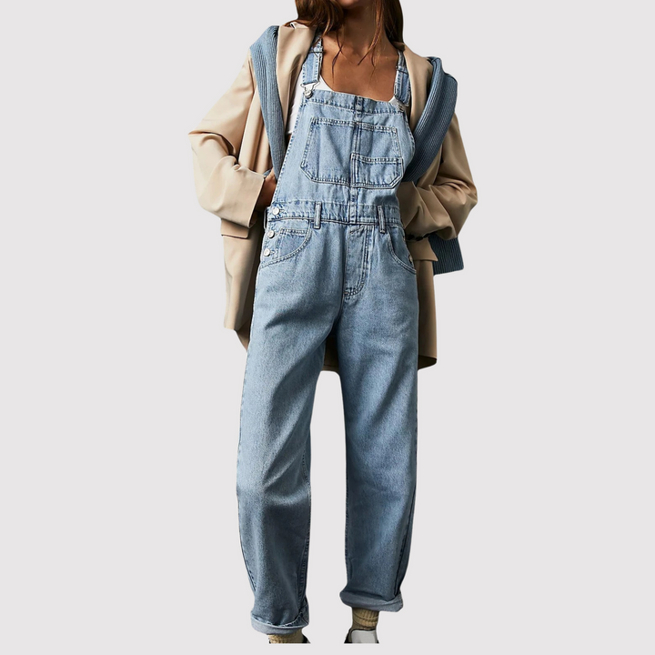 Zorielle | Women's Relaxed Fit Multi-Pocket Denim Dungarees