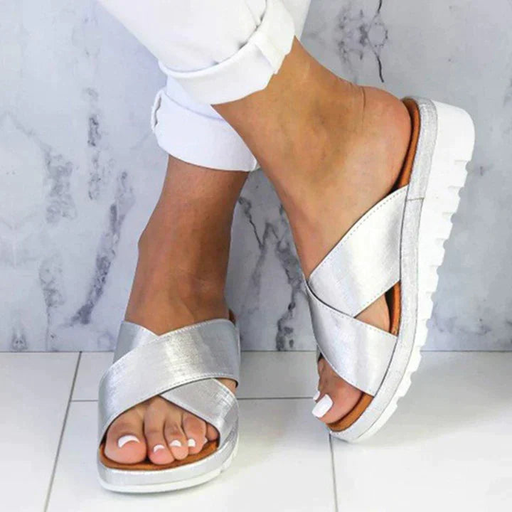 Nadia | Women's Crossover Platform Slide Sandals