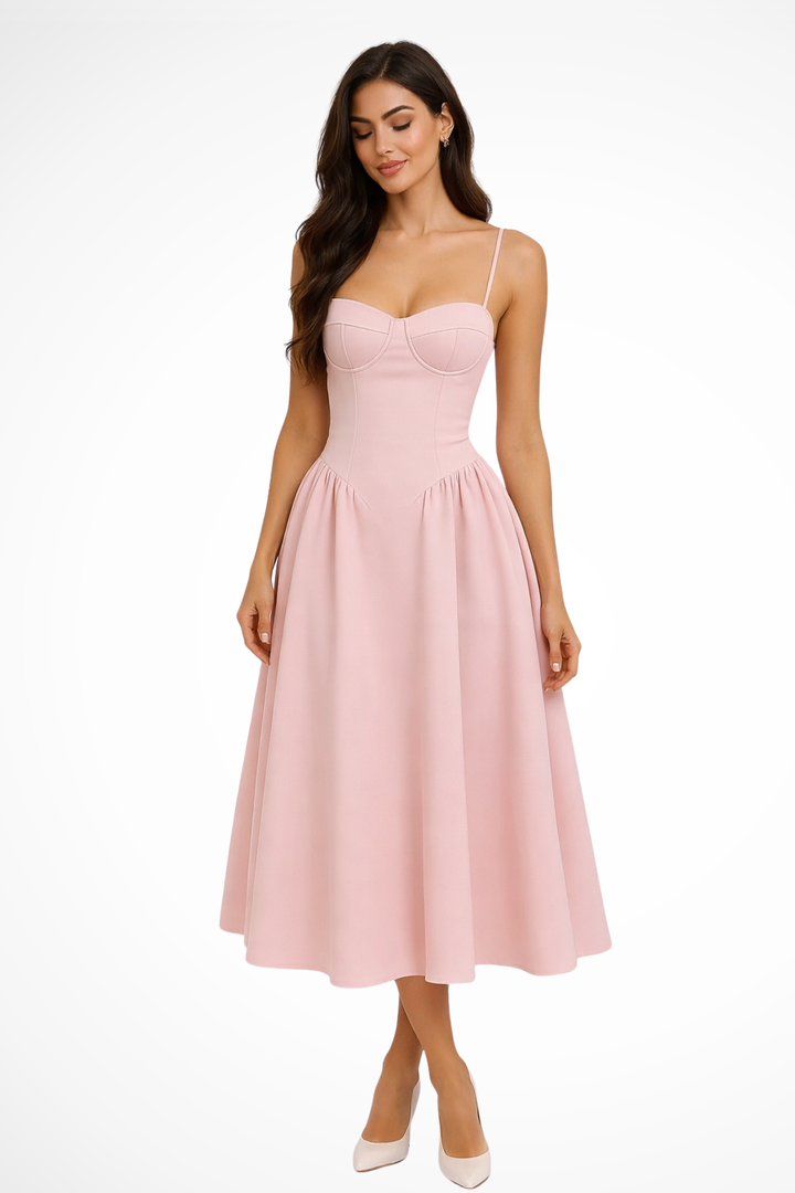 Amalthea | Women's Elegant Corset Bodice A-Line Midi Dress