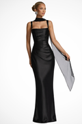 Kestria | Women's Square Neck Ruched Maxi Dress