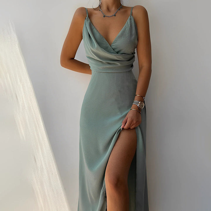 Olyndra | Women's Elegant Cowl Neck Slit Maxi Dress