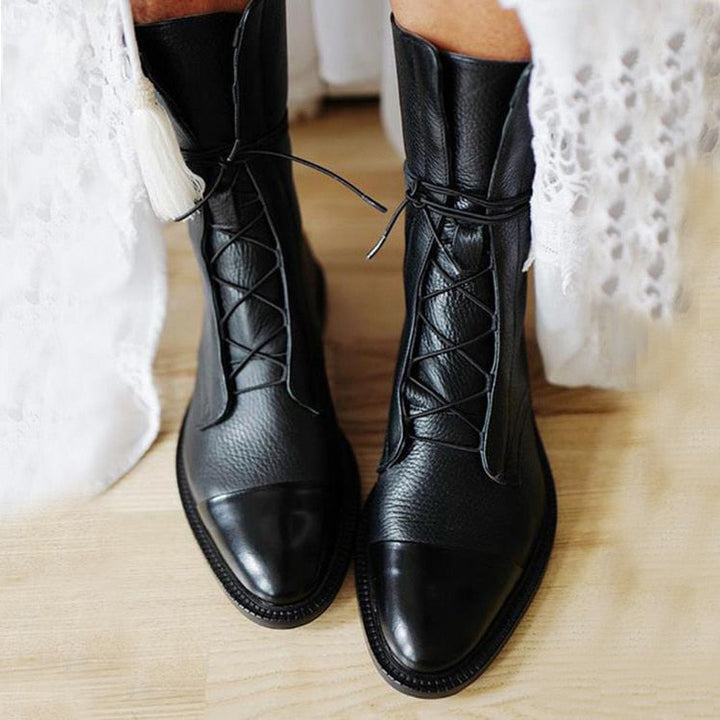 Marixa | Women's Lace-Up Mid Calf High Heel Boots