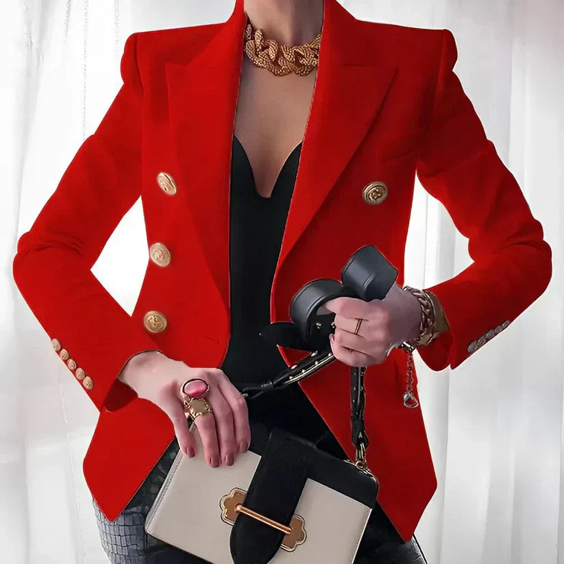 Yvressa | Women's Double Breasted Gold Button Blazer