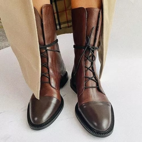 Marixa | Women's Lace-Up Mid Calf High Heel Boots