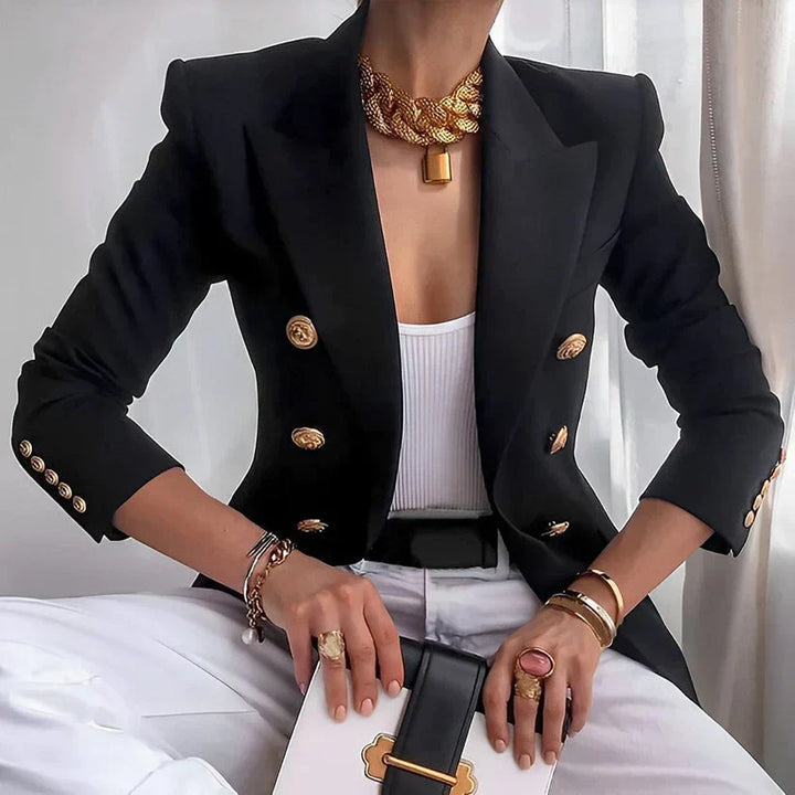 Yvressa | Women's Double Breasted Gold Button Blazer