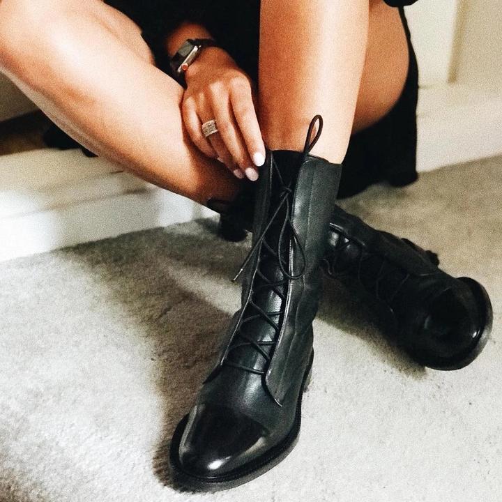 Marixa | Women's Lace-Up Mid Calf High Heel Boots