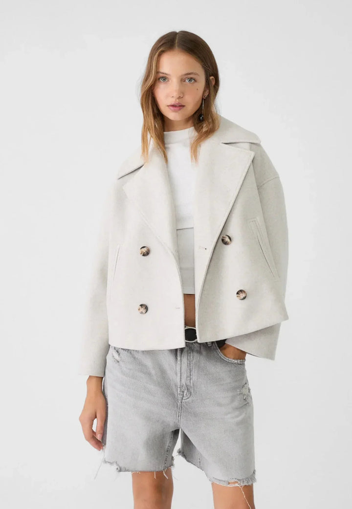 Theolise | Women's Chic Double-Breasted Cropped Jacket