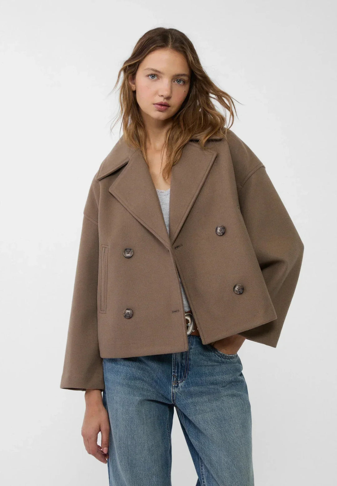 Theolise | Women's Chic Double-Breasted Cropped Jacket