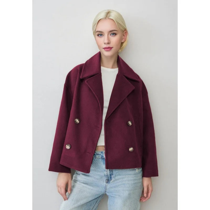 Theolise | Women's Chic Double-Breasted Cropped Jacket