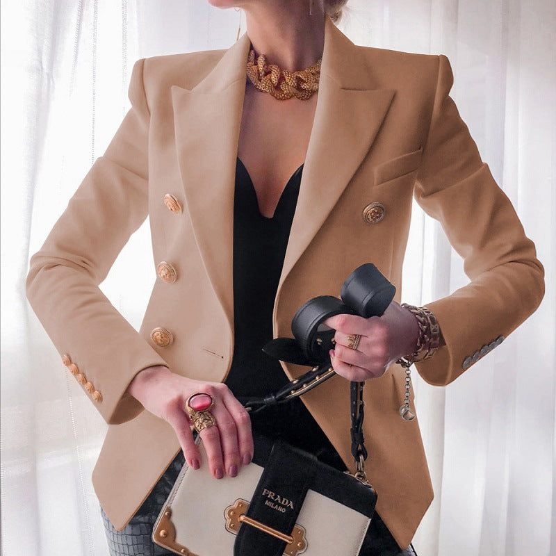 Yvressa | Women's Double Breasted Gold Button Blazer