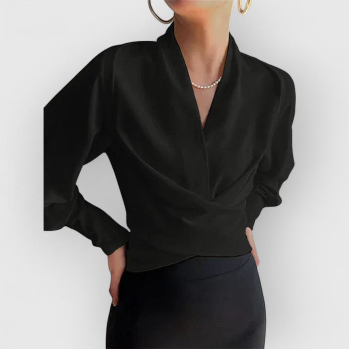 Elsin | Women's Elegant Wrap Puff Sleeve Blouse
