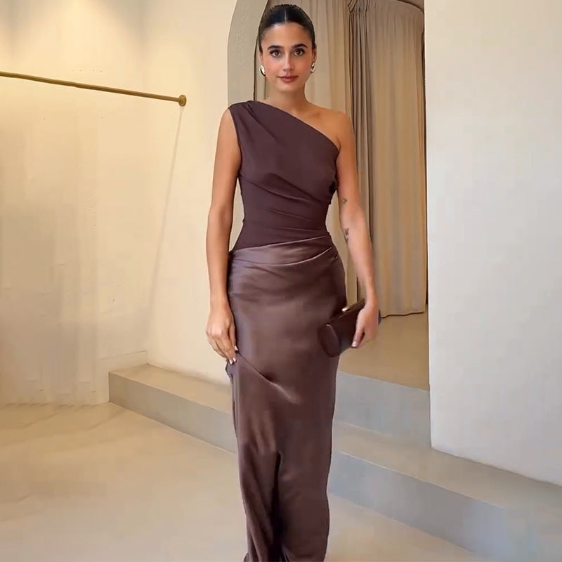 Vireya | Women's One-Shoulder Elegant Midi Dress