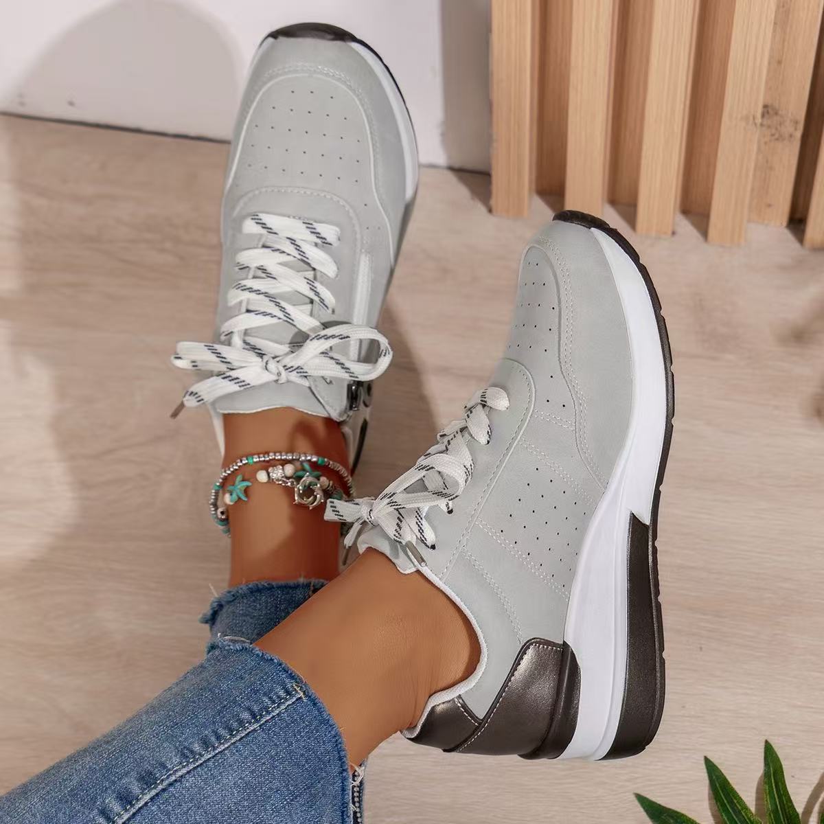 Orlaya | Women's Contrast Panel Side Zip Sneakers
