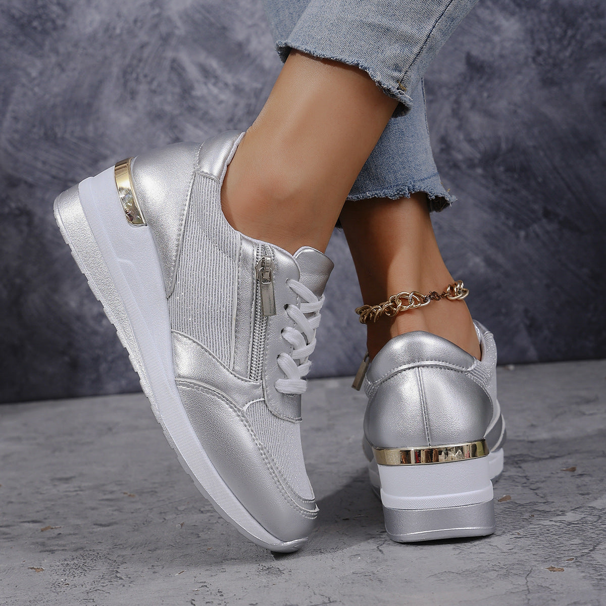 Sorellea | Women's Side Zip Wedge Sneakers