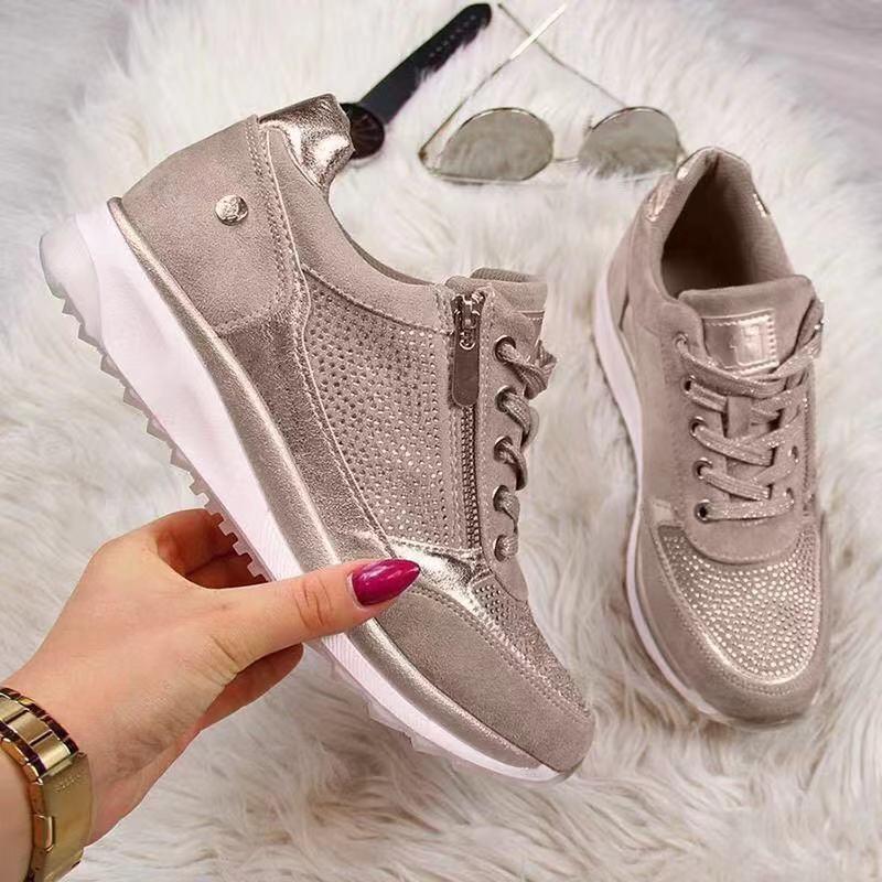 Sorevia | Women's Mesh Panel Side Zip Sneakers