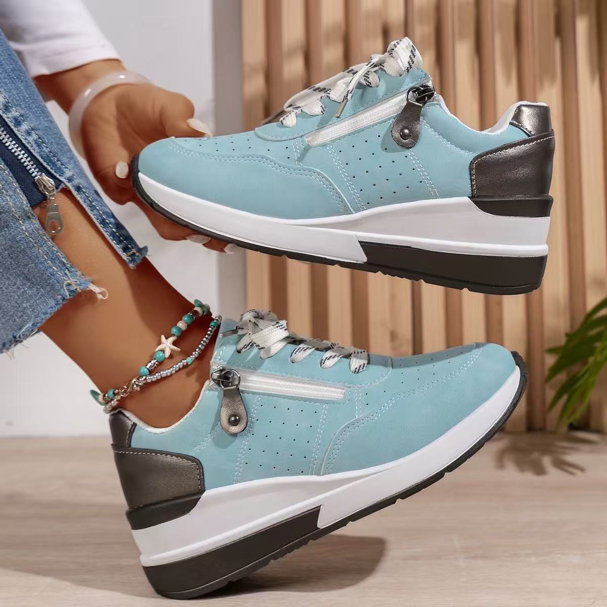 Orlaya | Women's Contrast Panel Side Zip Sneakers
