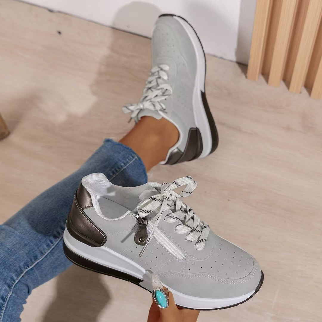 Orlaya | Women's Contrast Panel Side Zip Orthopedic Sneakers