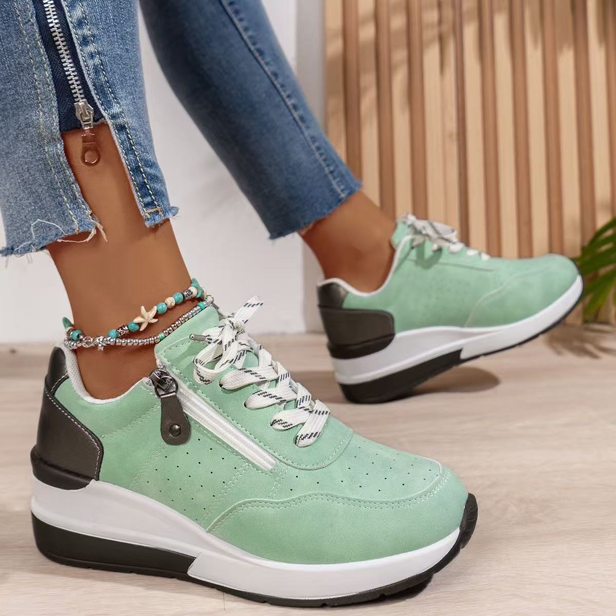 Orlaya | Women's Contrast Panel Side Zip Sneakers