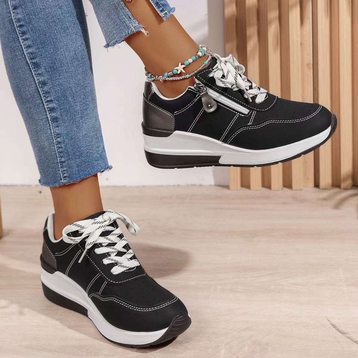 Orlaya | Women's Contrast Panel Side Zip Sneakers