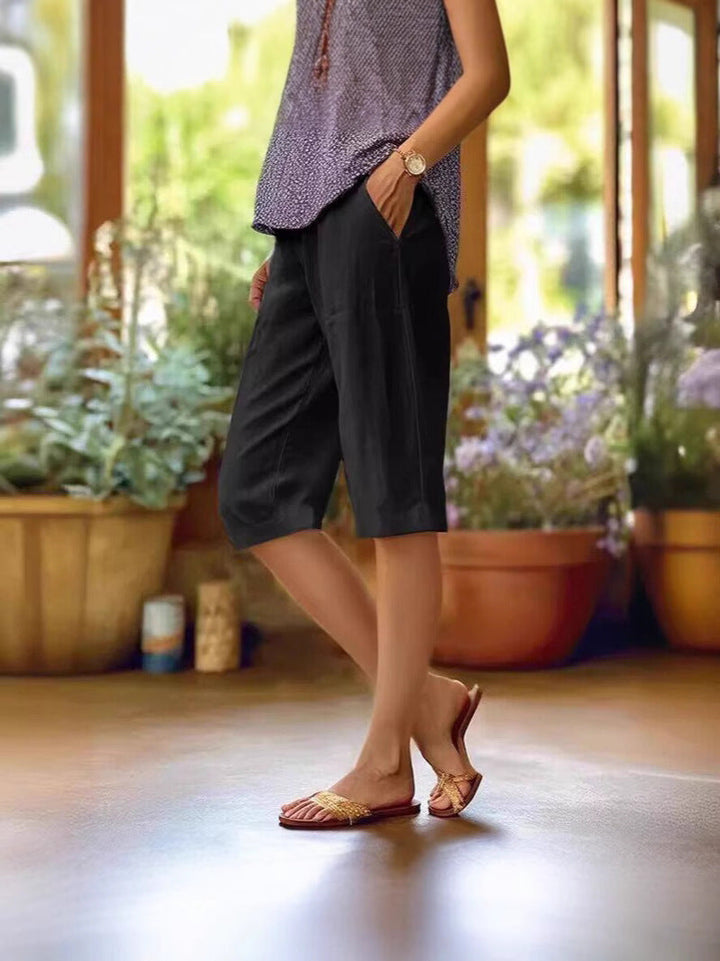 Aezryn | Women's Relaxed Linen Knee Length Shorts