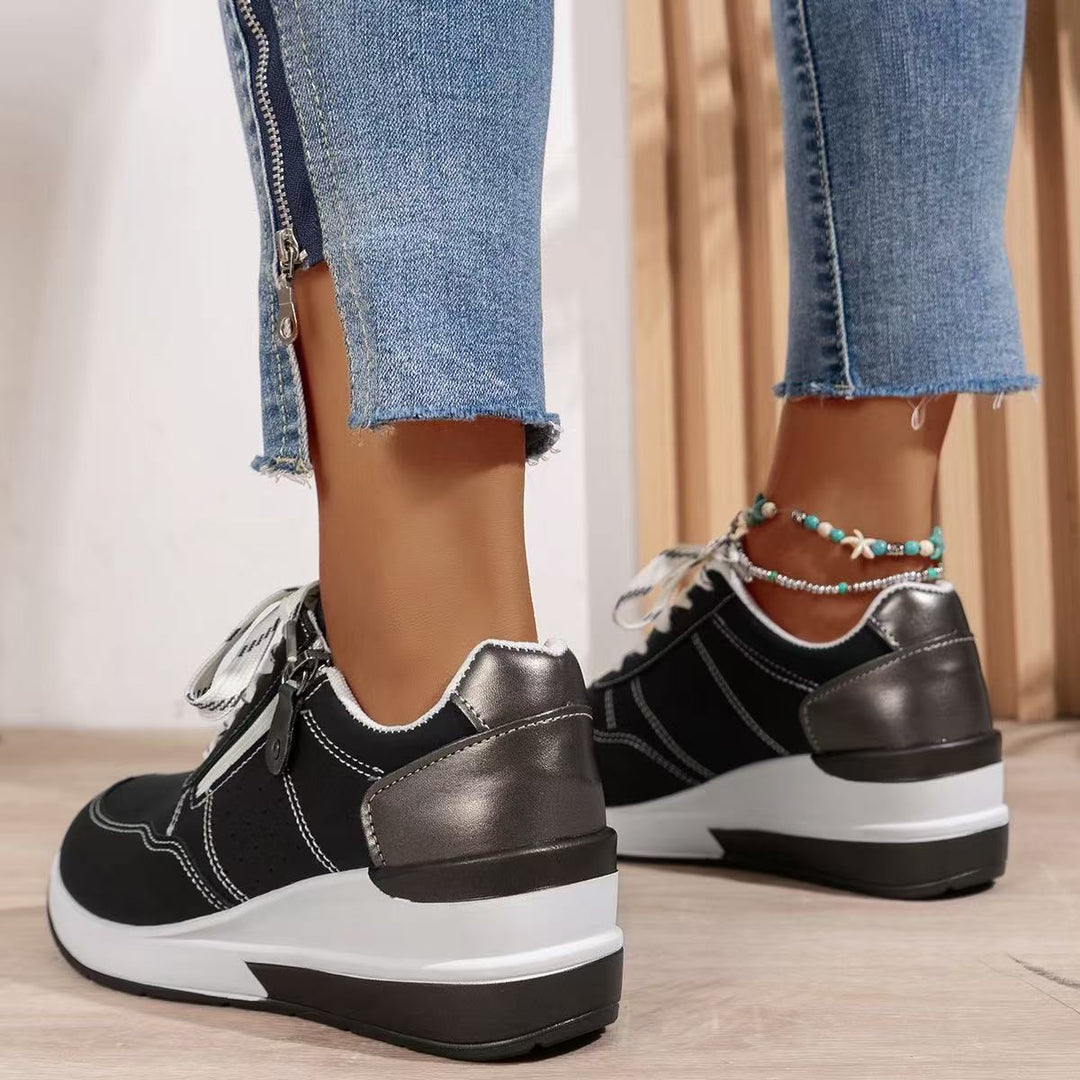 Orlaya | Women's Contrast Panel Side Zip Orthopedic Sneakers