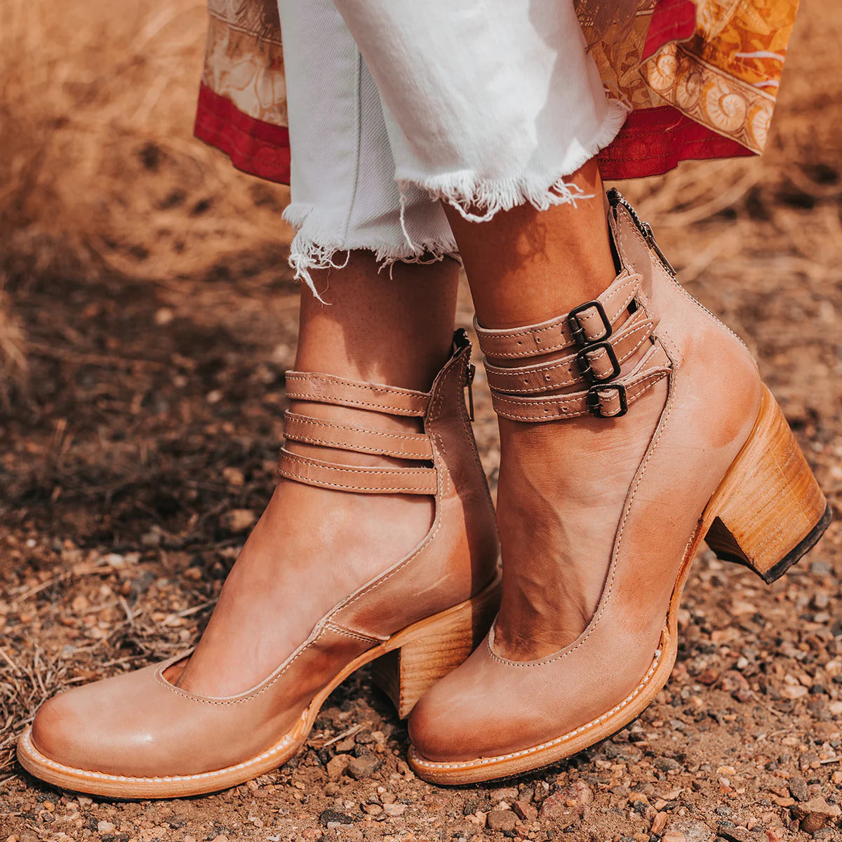 Driselle | Women's Strap Detail Block Heel Pumps